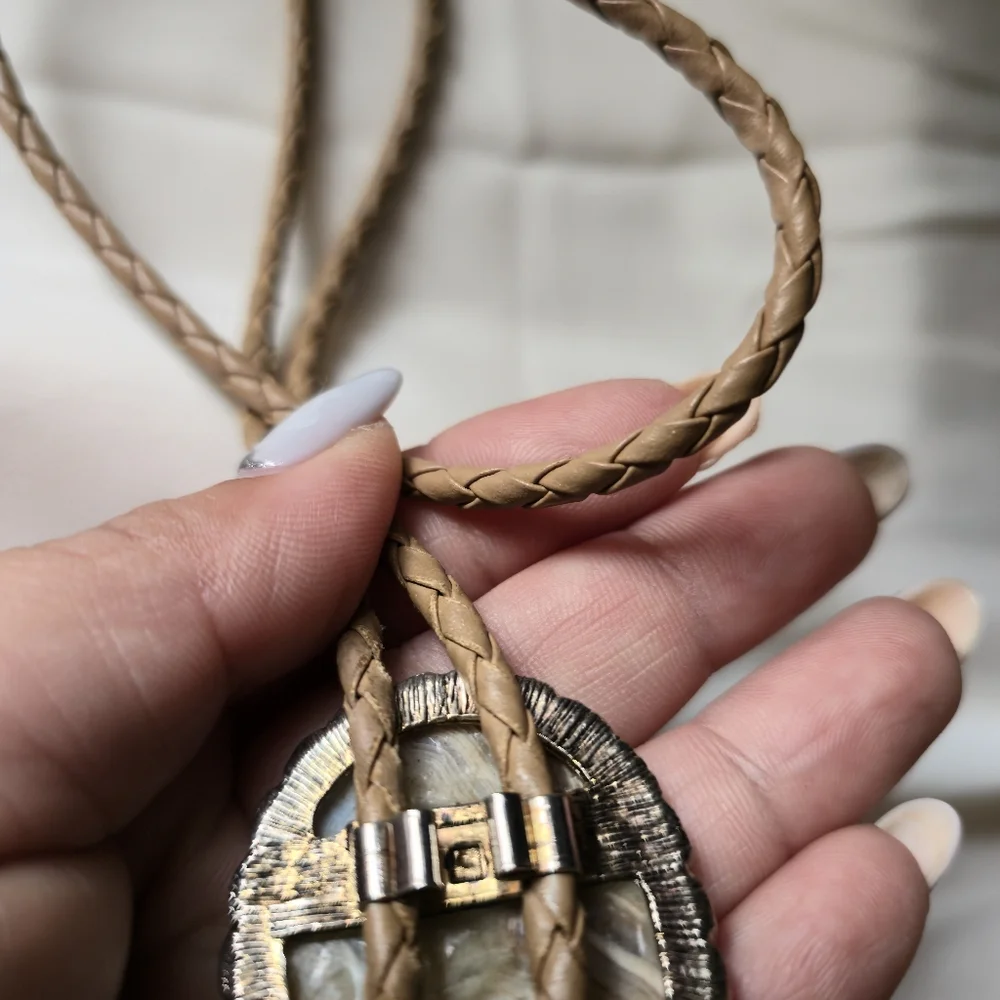 Vintage Agate Stone Bolo Tie - Picture 7 of 8